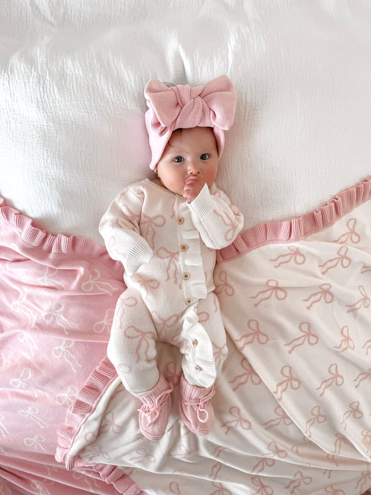 Little Bow Frilled Romper - Milk & Fairy Floss