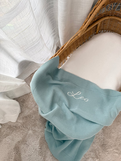 Classic Knitted Blanket - Sea Mist