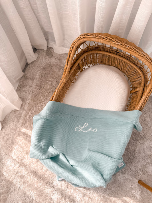 Classic Knitted Blanket - Sea Mist