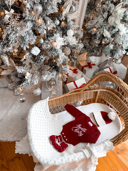 Santa Baby Long Sleeve Romper - Deep Rose