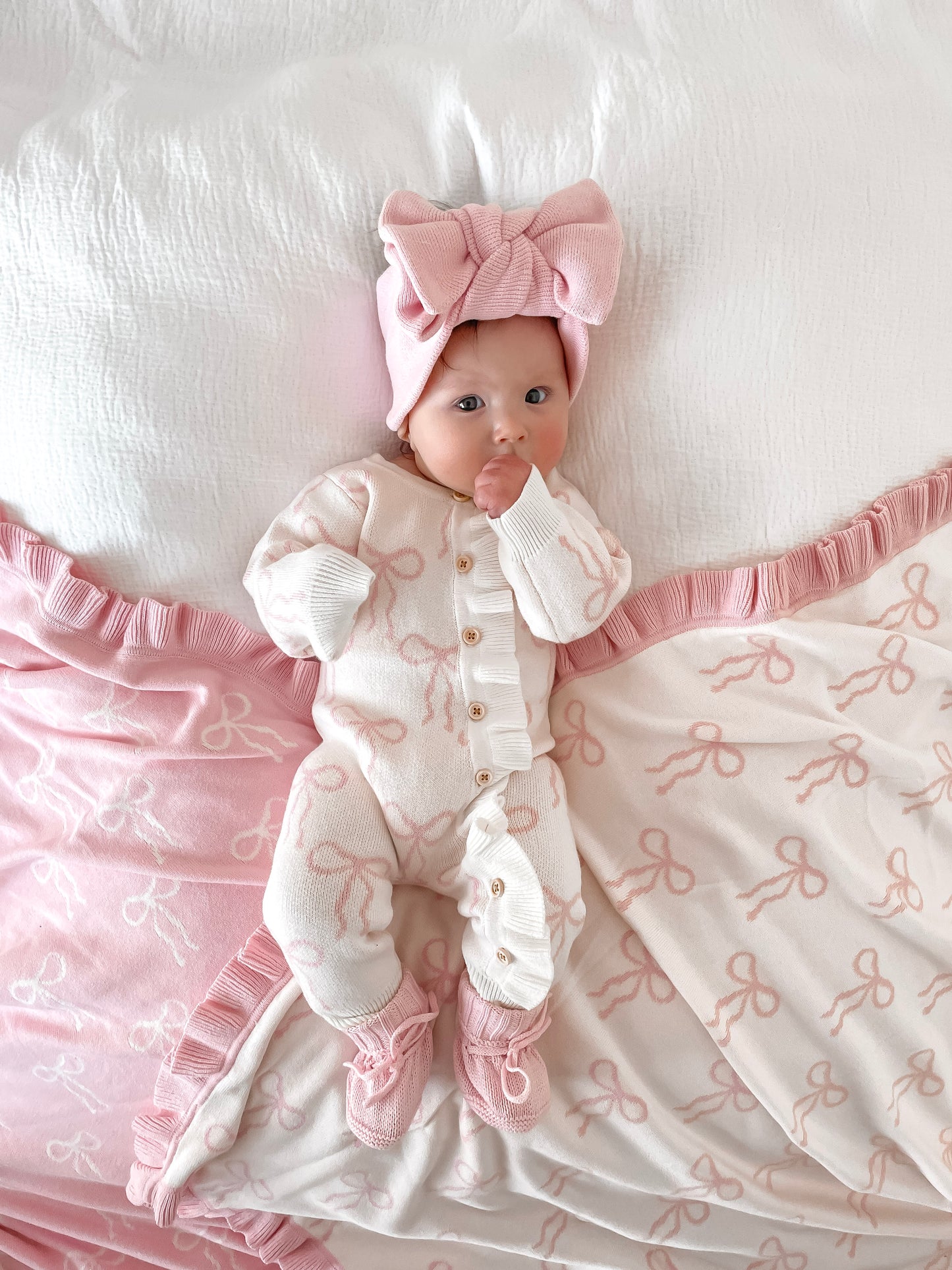 Little Bow Frilled Romper - Milk & Fairy Floss