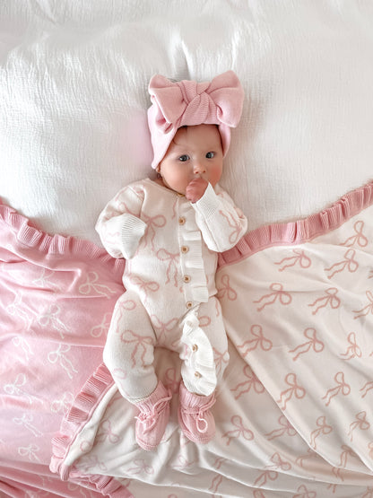 Little Bow Frilled Romper - Milk & Fairy Floss