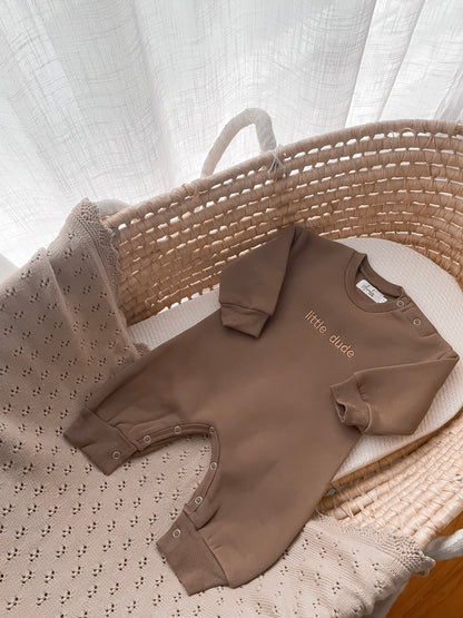 Little Dude Neutral Onesie - Chocolate