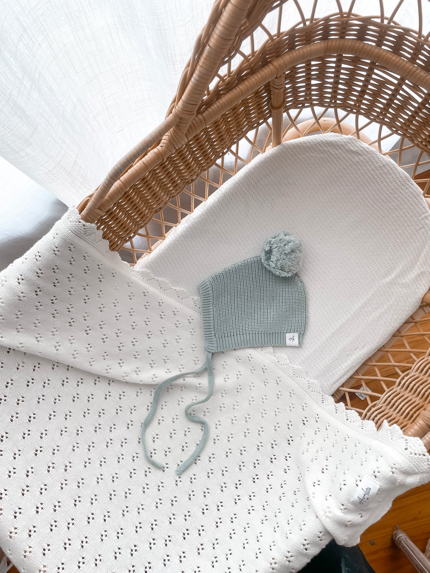 Knitted Bonnet - Sea Mist