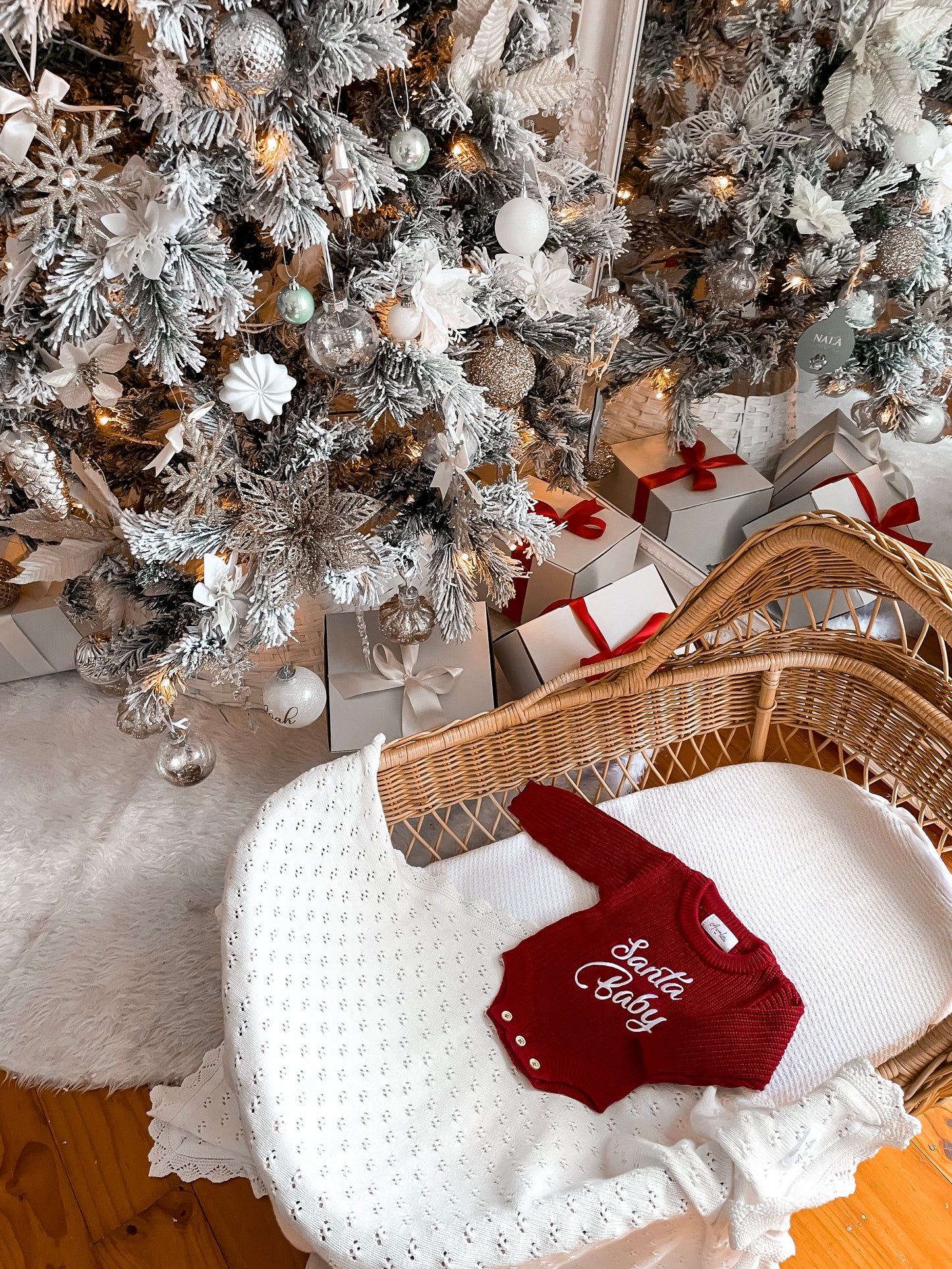 Santa Baby Long Sleeve Romper - Deep Rose