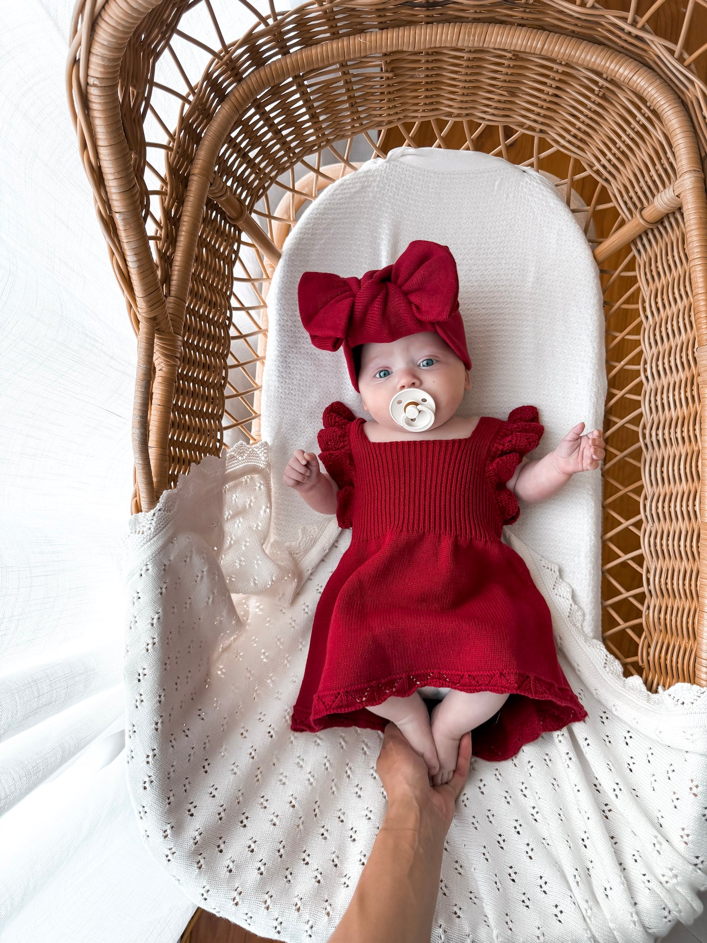 Dahlia Pointelle Knitted Dress - Deep Rose