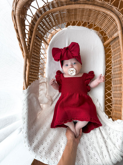 Dahlia Pointelle Knitted Dress - Deep Rose