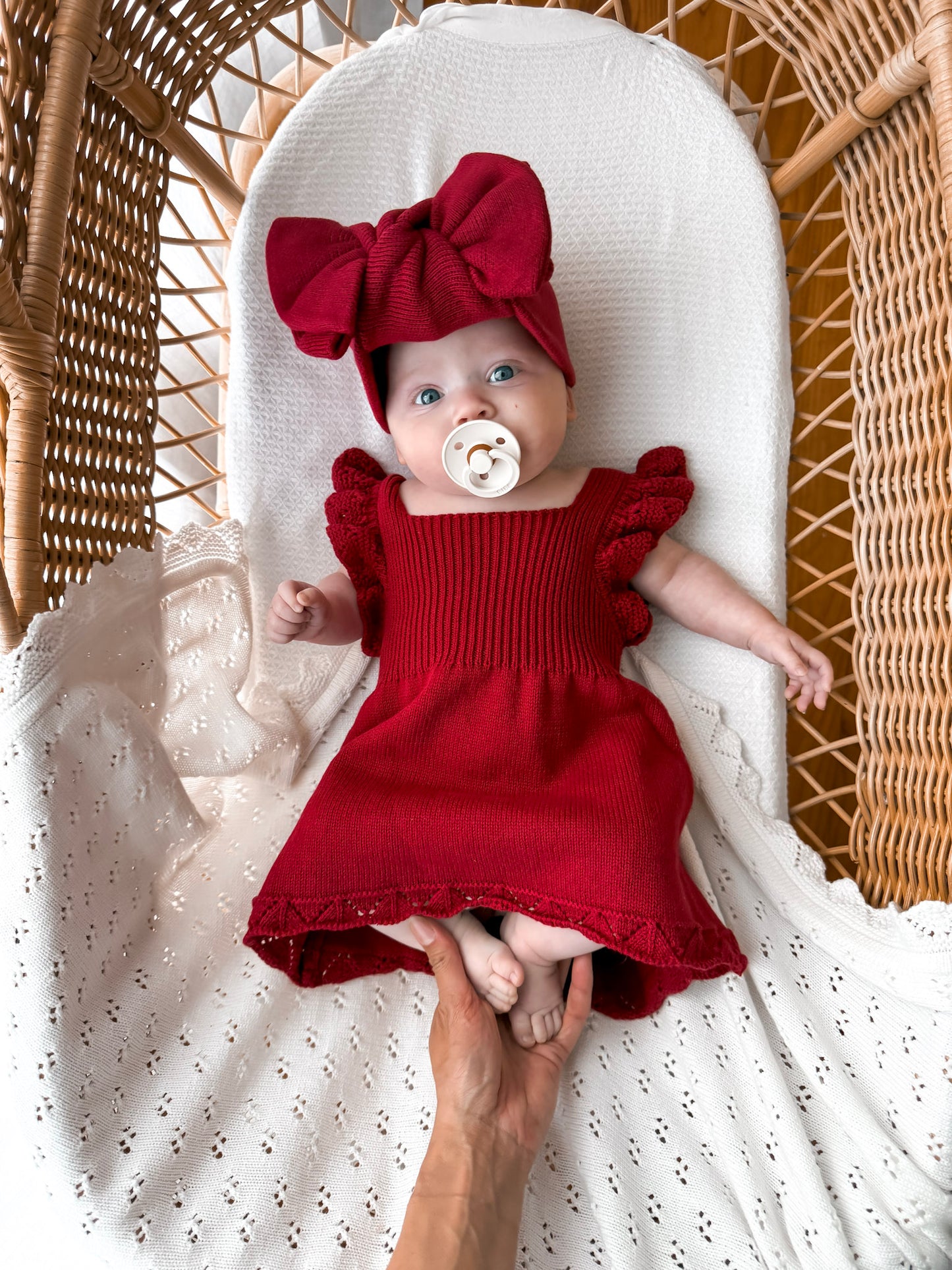 Dahlia Pointelle Knitted Dress - Deep Rose