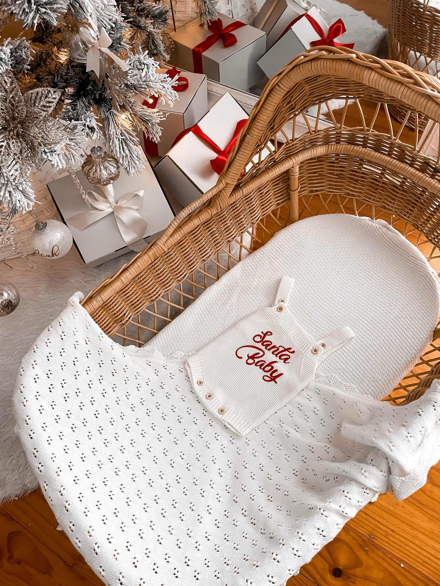 Santa Baby Sleeveless Romper - Milk