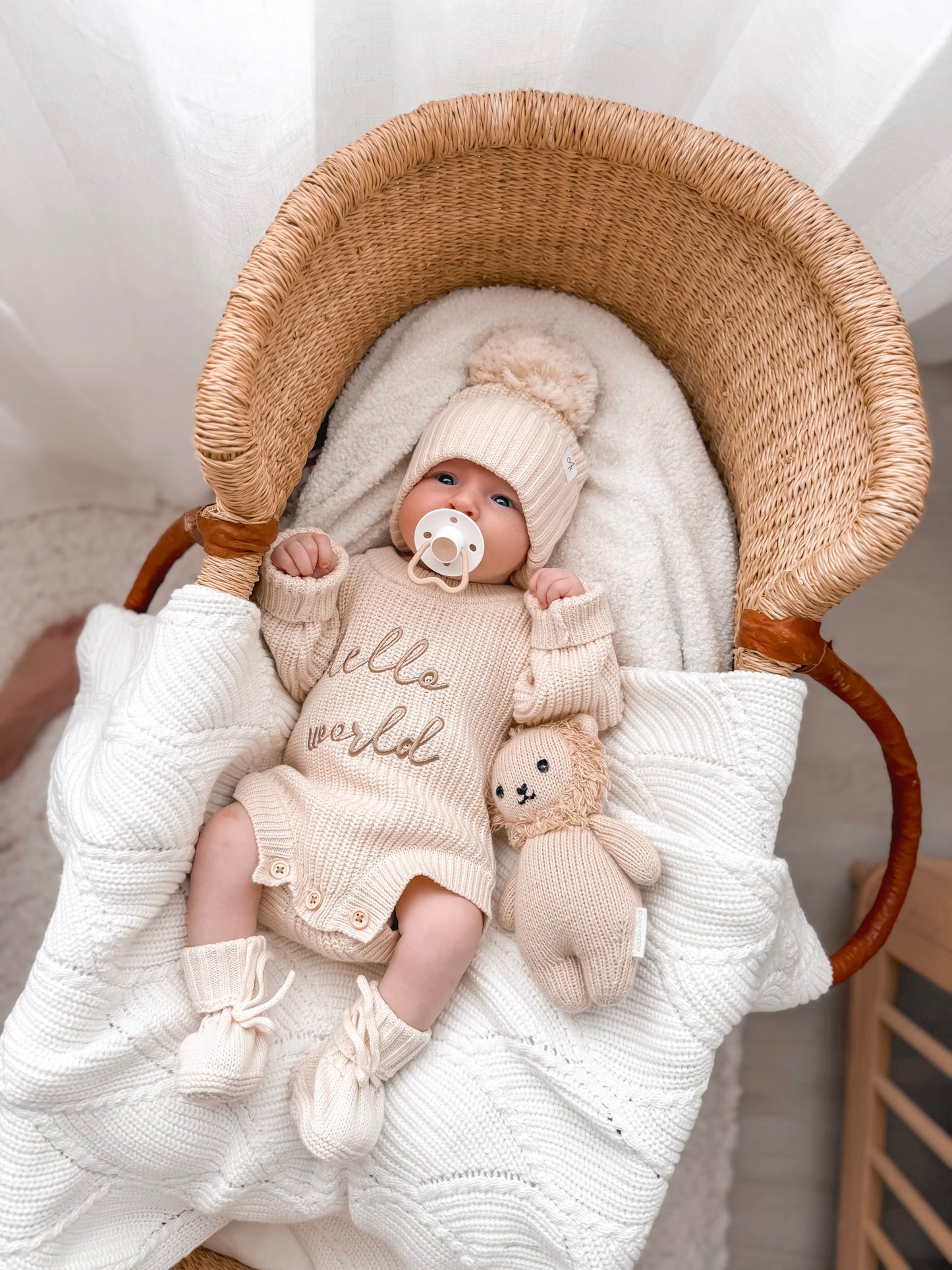 Hello World Newborn Romper - Honey