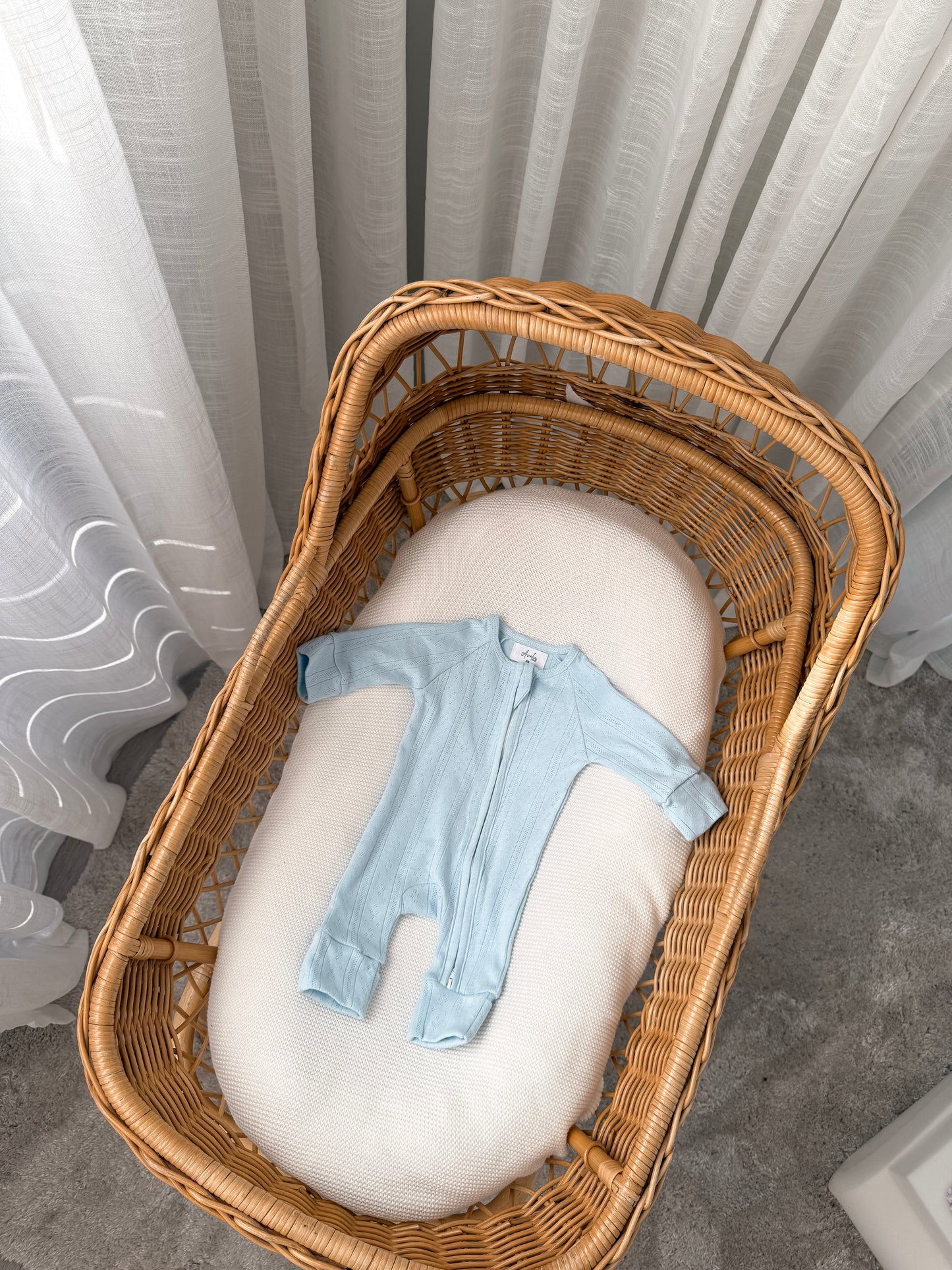 Pointelle Zippy Romper - Mist