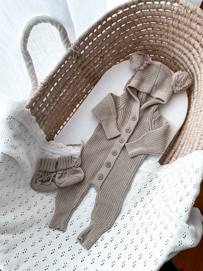 Little Ted Hooded Romper - Fawn