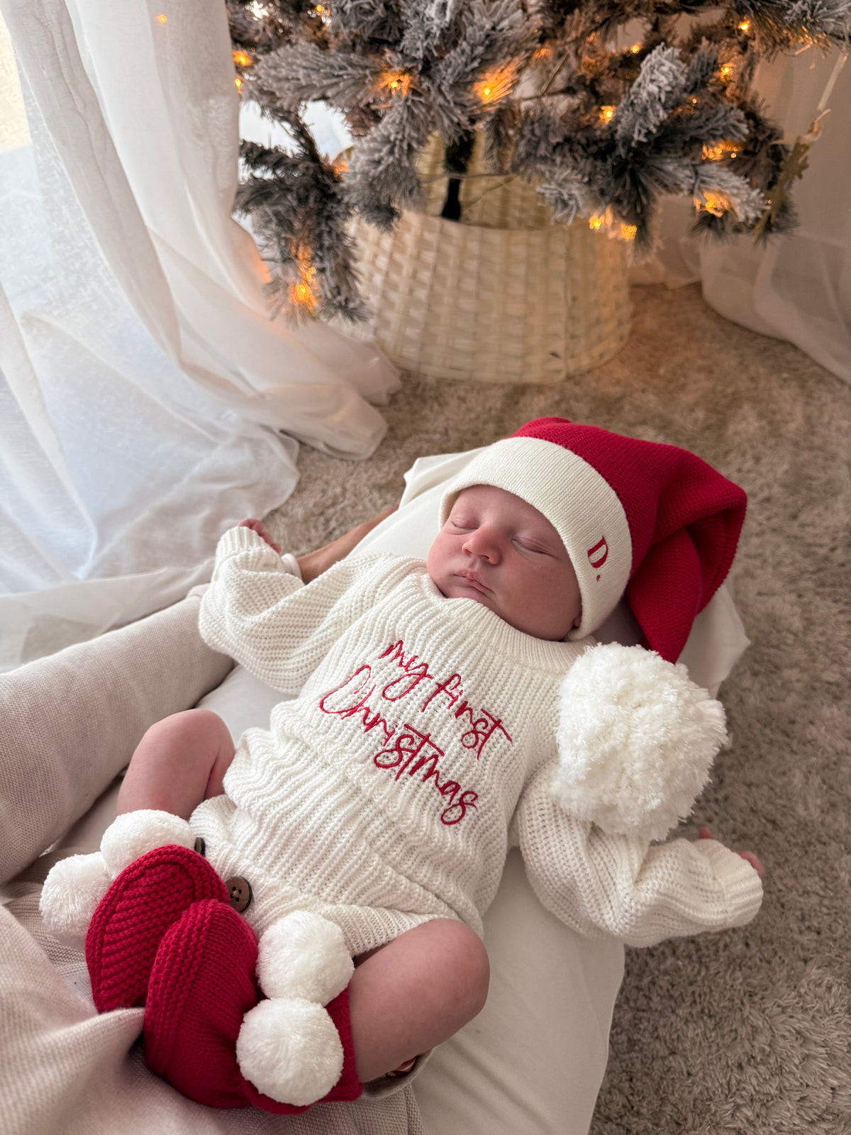 Knitted Santa Hat - Scarlet & Milk  | PRE ORDER