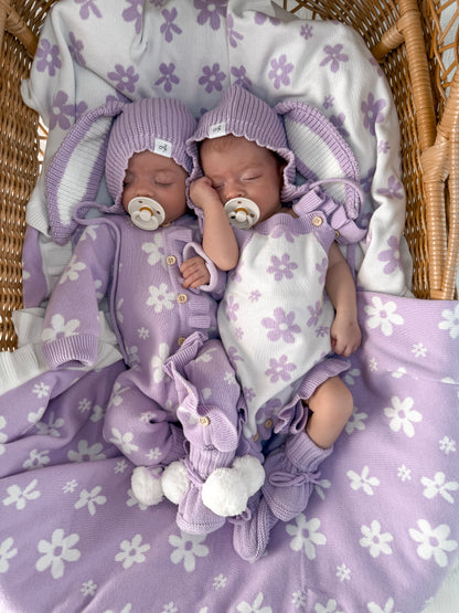 Little Daisy Reversible Blanket - Lilac & Milk