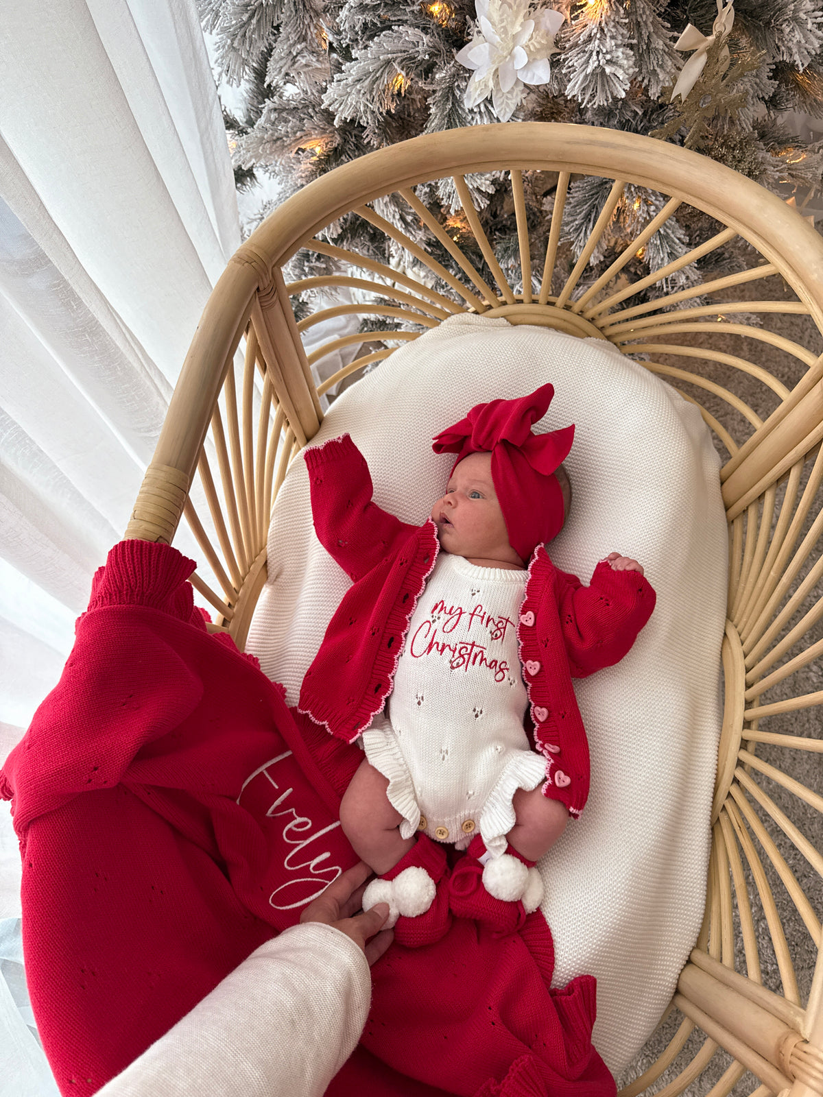 Posy Knitted Cardigan - Scarlet & Blossom | PRE ORDER
