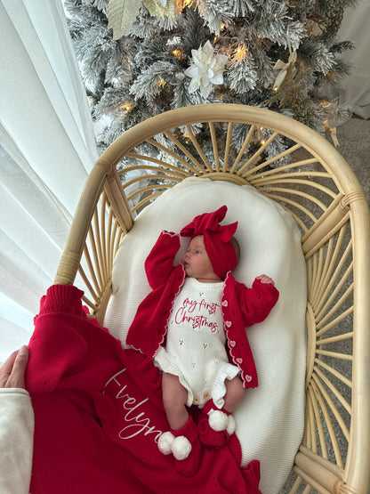 Pointelle My First Christmas Romper - Milk | PRE ORDER
