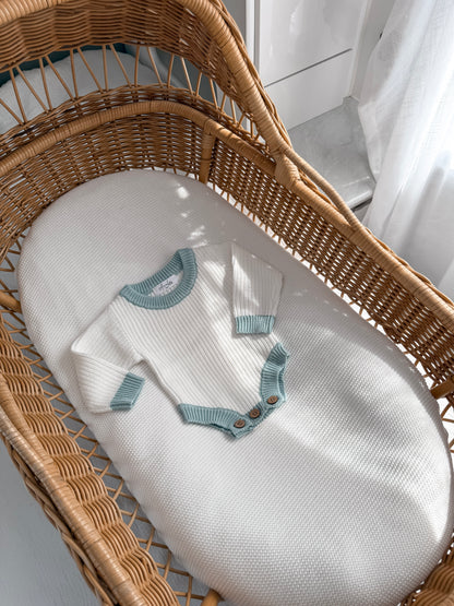 Halo Long Sleeve Romper - Sea Mist & Milk