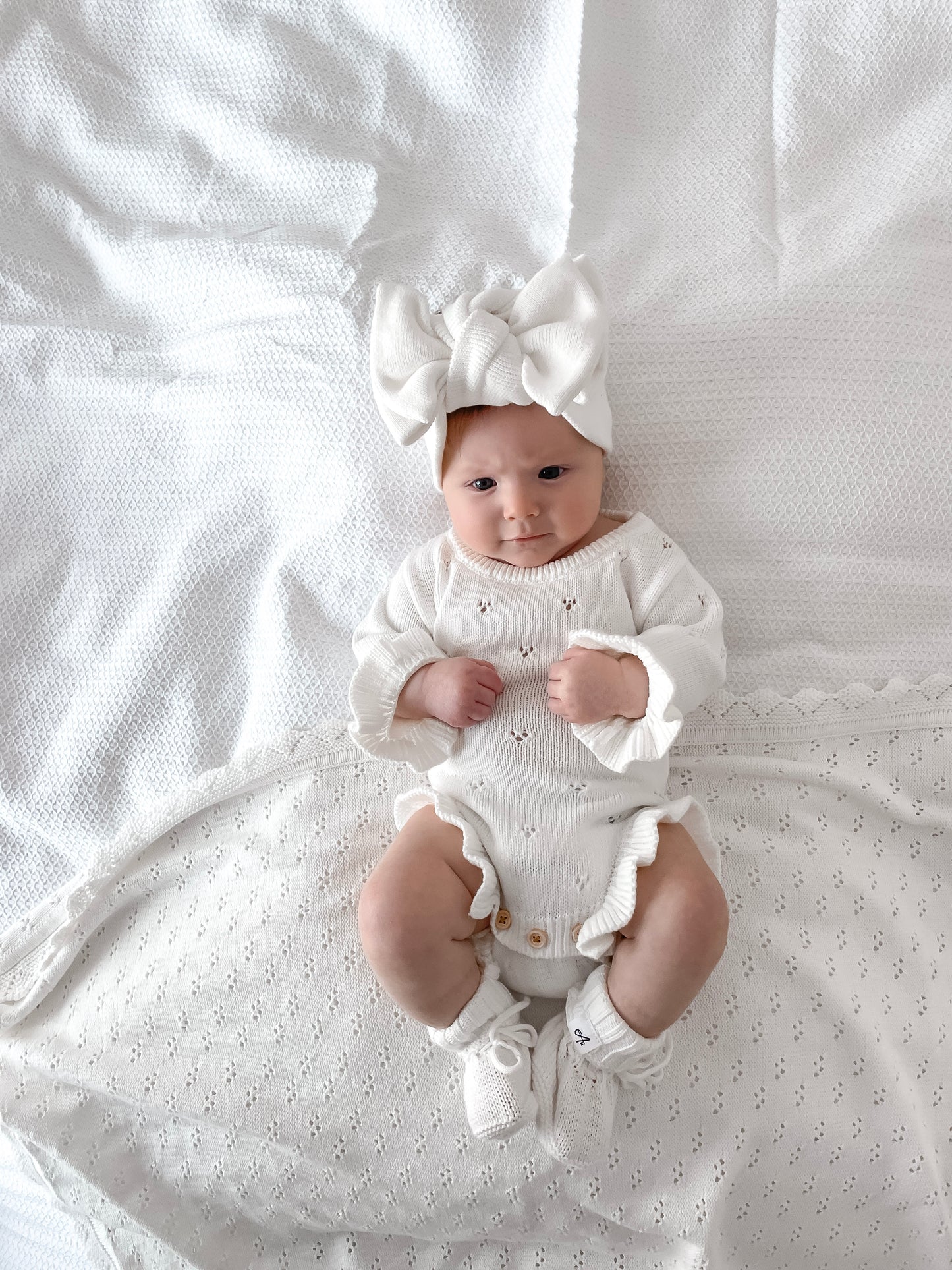 Dahlia Long Sleeve Pointelle Romper – Milk