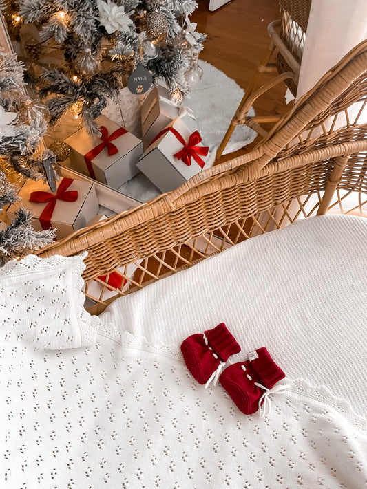 Knitted Booties - Deep Rose