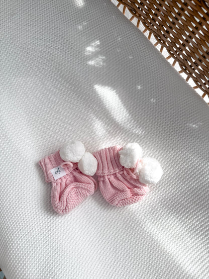 Knitted Pom Pom Booties  - Fairy Floss