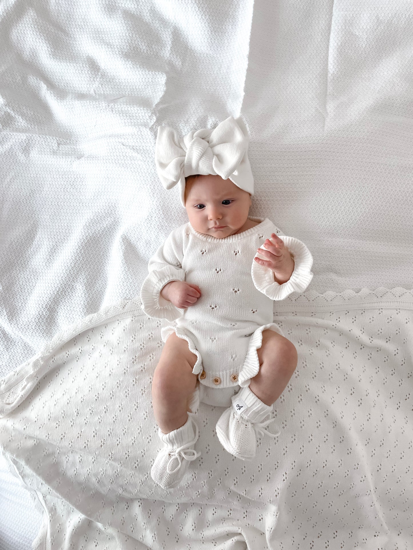 Dahlia Long Sleeve Pointelle Romper – Milk