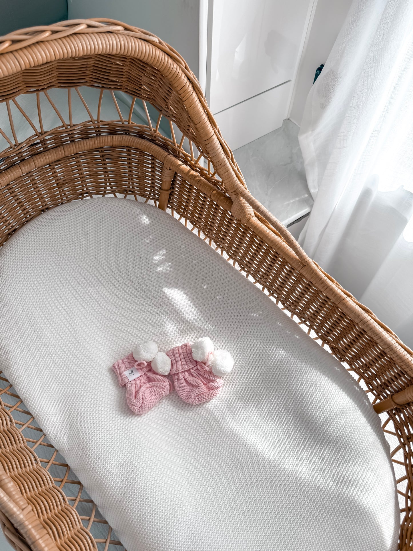 Knitted Pom Pom Booties  - Fairy Floss