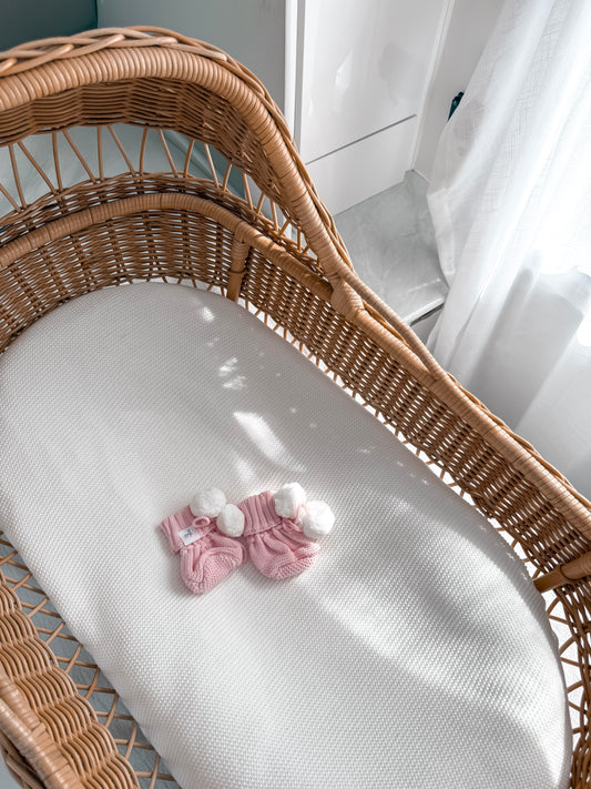 Knitted Pom Pom Booties  - Fairy Floss