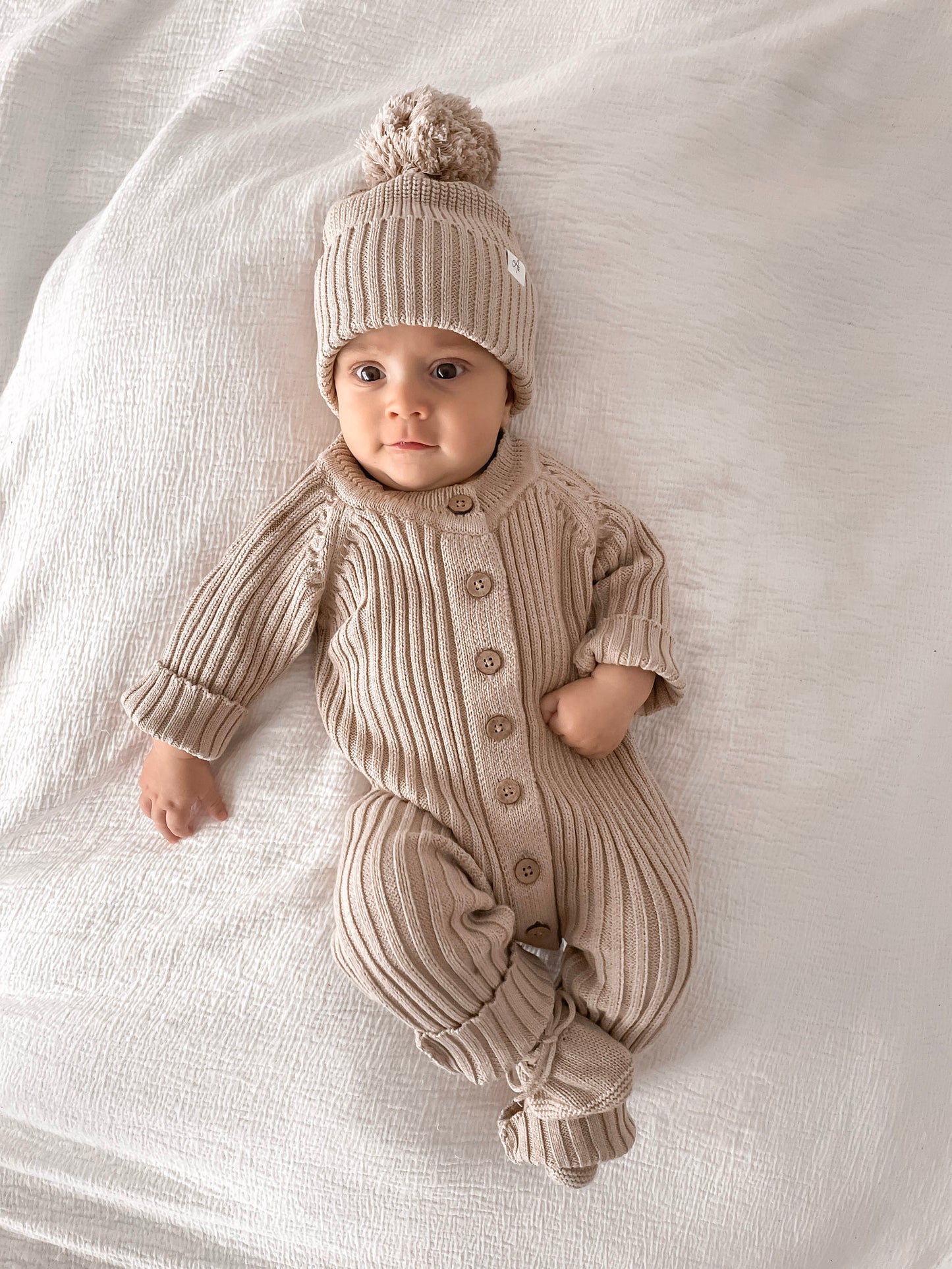 Knitted Beanie - Fawn