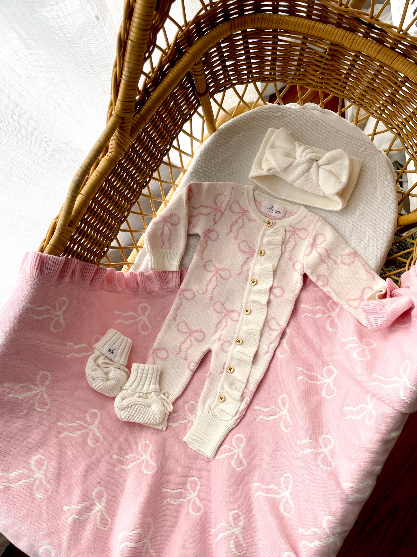 Little Bow Frilled Romper - Milk & Fairy Floss