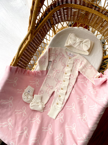 Little Bow Frilled Romper - Milk & Fairy Floss