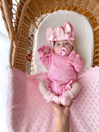 Dahlia Long Sleeve Pointelle Romper - Blossom