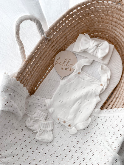 Dahlia Sleeveless Pointelle Romper – Milk