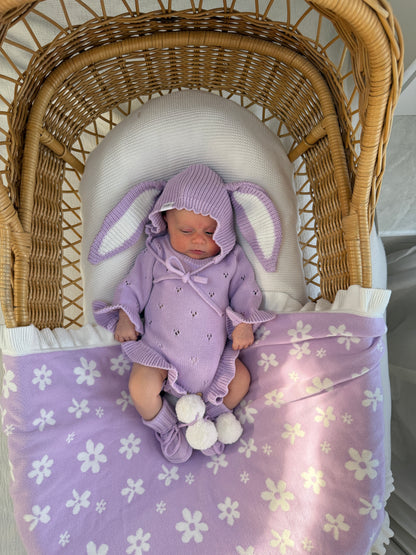 Bunny Knitted Bonnet - Lilac
