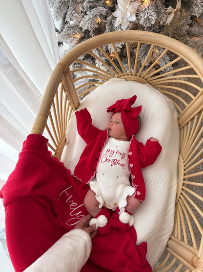 Pointelle My First Christmas Romper - Milk | PRE ORDER