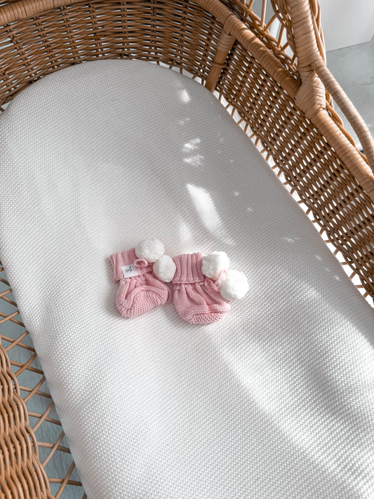 Knitted Pom Pom Booties  - Fairy Floss