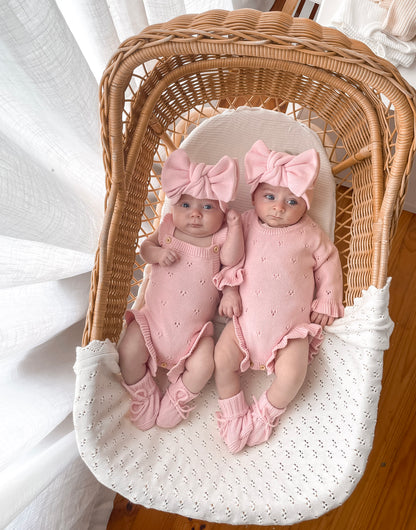 Dahlia Sleeveless Pointelle Romper - Fairy Floss