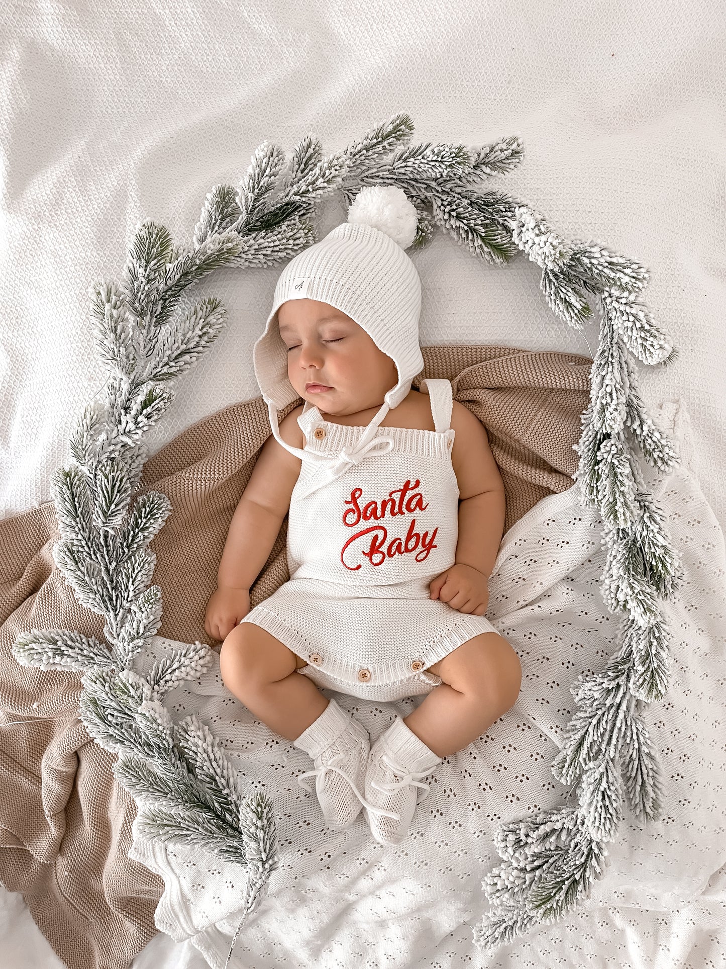 Santa Baby Sleeveless Romper - Milk