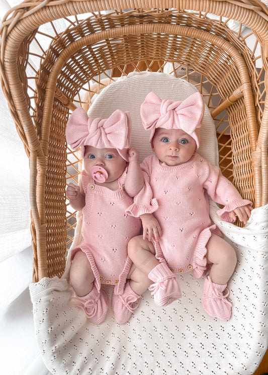 Dahlia Long Sleeve Pointelle Romper - Fairy Floss