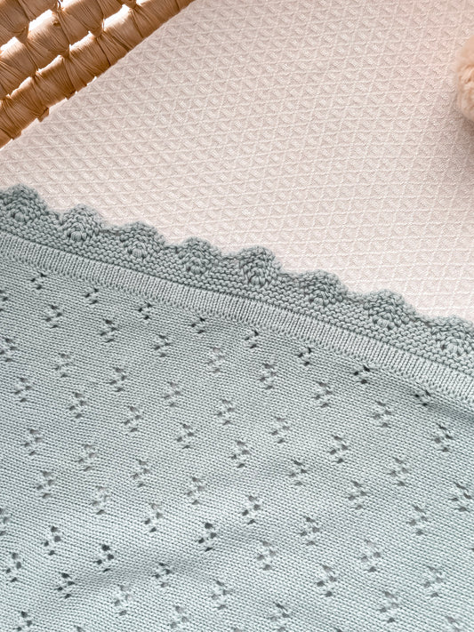 Pointelle Knitted Blanket - Sea Mist