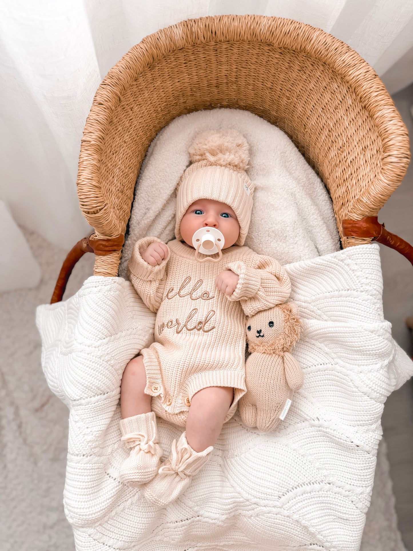 Hello World Newborn Romper - Honey