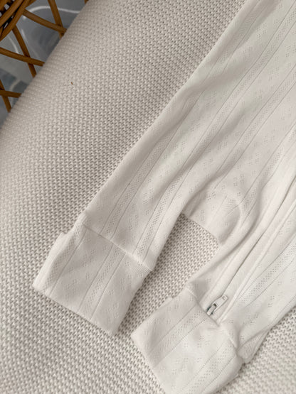 Pointelle Zippy Romper - Milk