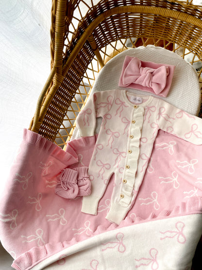 Little Bow Frilled Romper - Milk & Fairy Floss