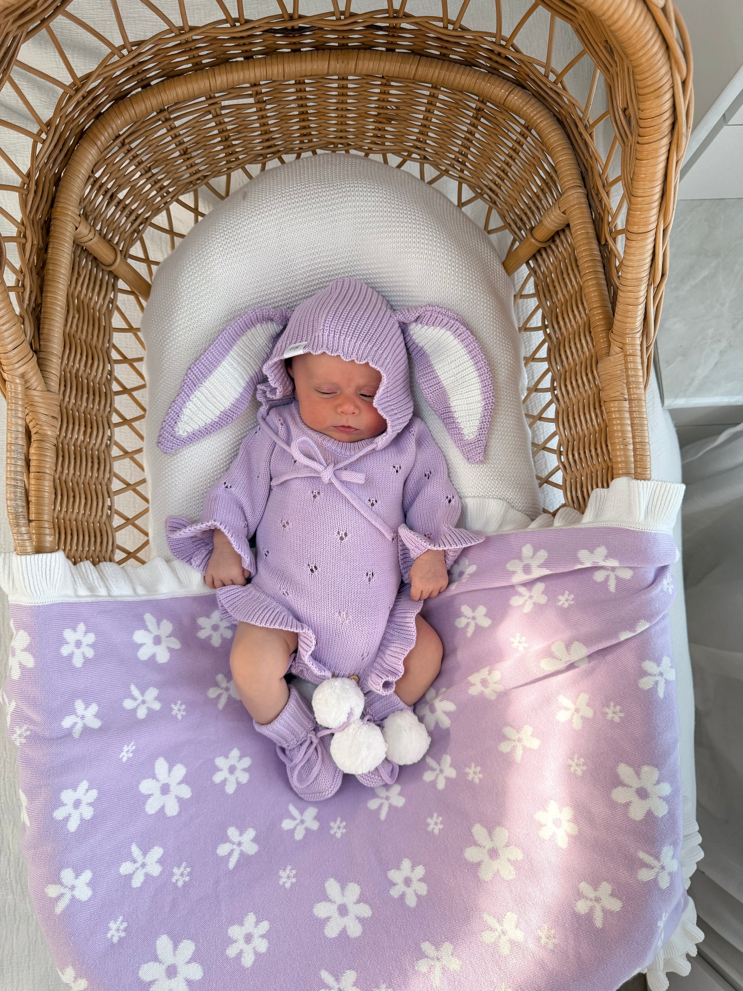 Dahlia Long Sleeve Pointelle Romper - Lilac