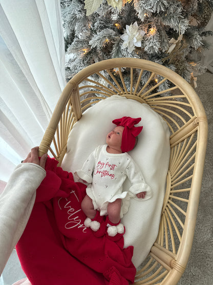 Pointelle My First Christmas Romper - Milk | PRE ORDER