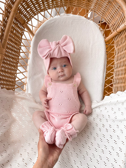 Dahlia Sleeveless Pointelle Romper - Fairy Floss