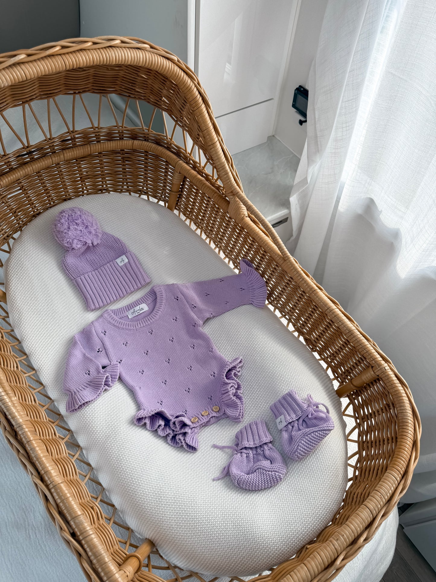 Dahlia Long Sleeve Pointelle Romper - Lilac