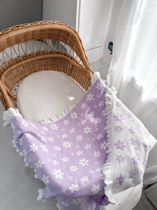 Little Daisy Reversible Blanket - Lilac & Milk