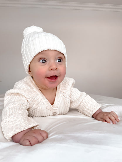 Knitted Ribbed Beanie - Milk