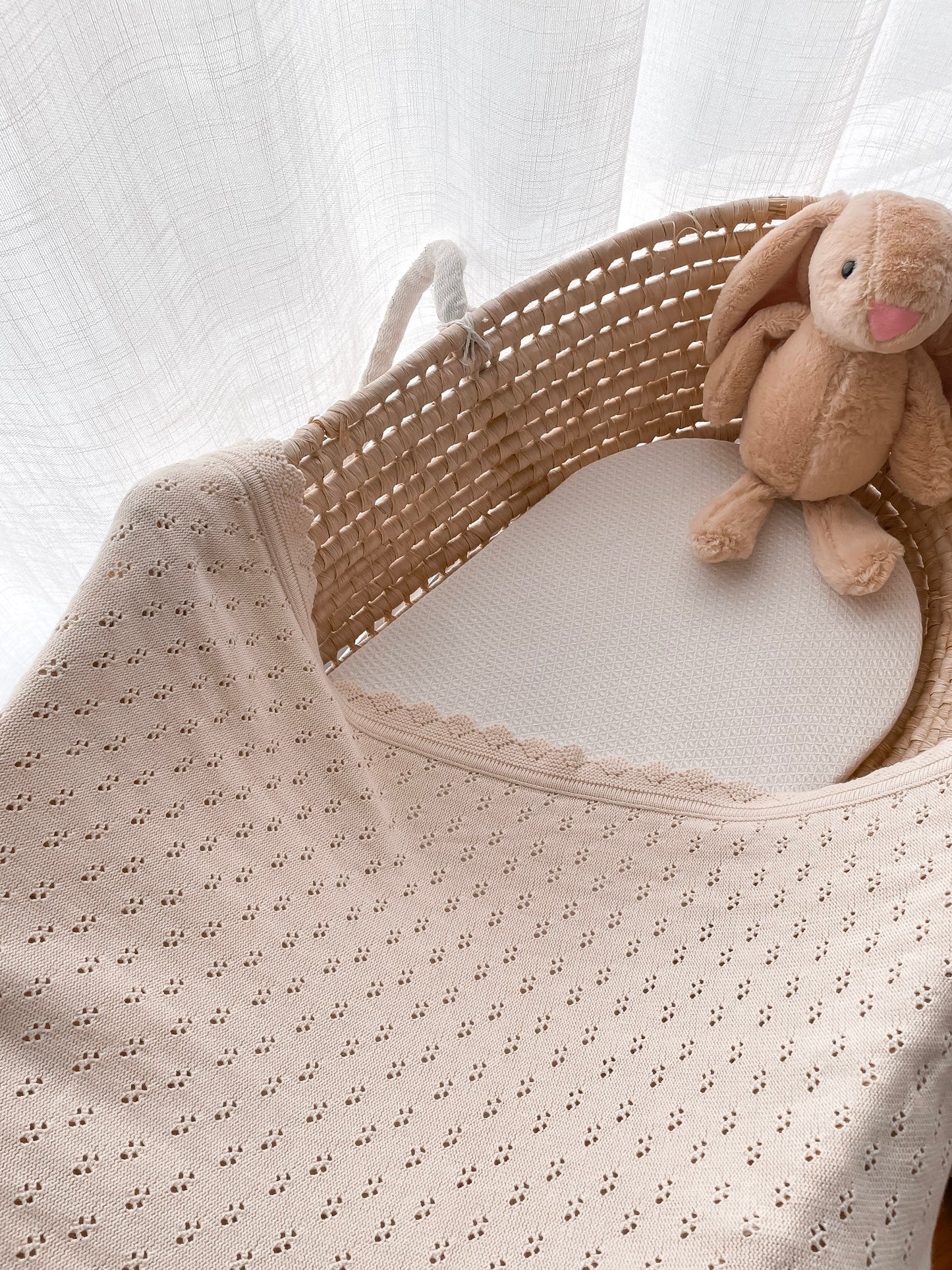 Pointelle Knitted Blanket - Honey