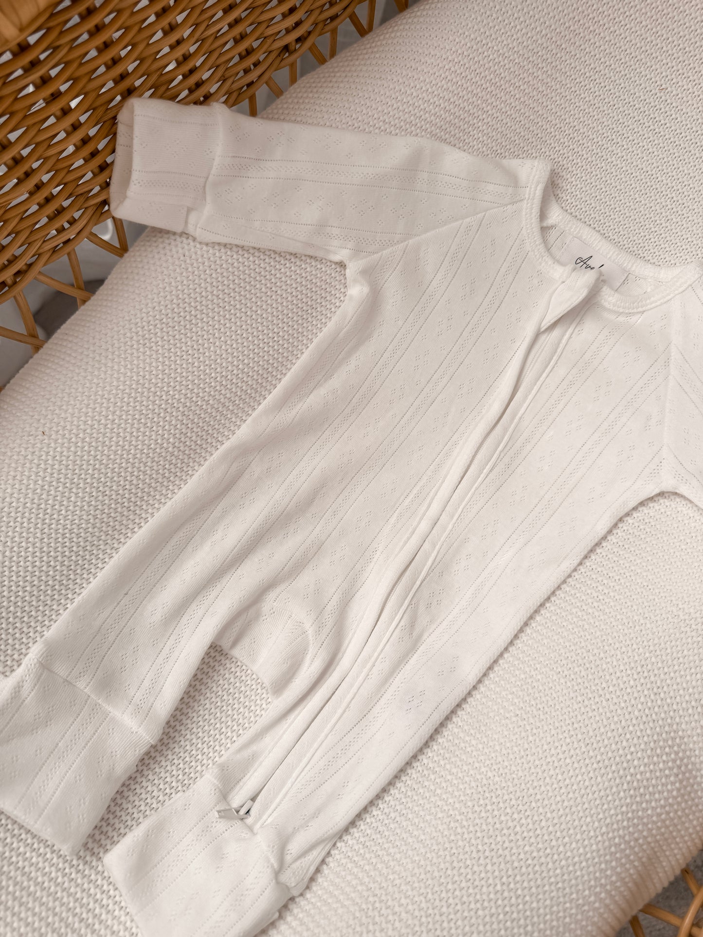 Pointelle Zippy Romper - Milk